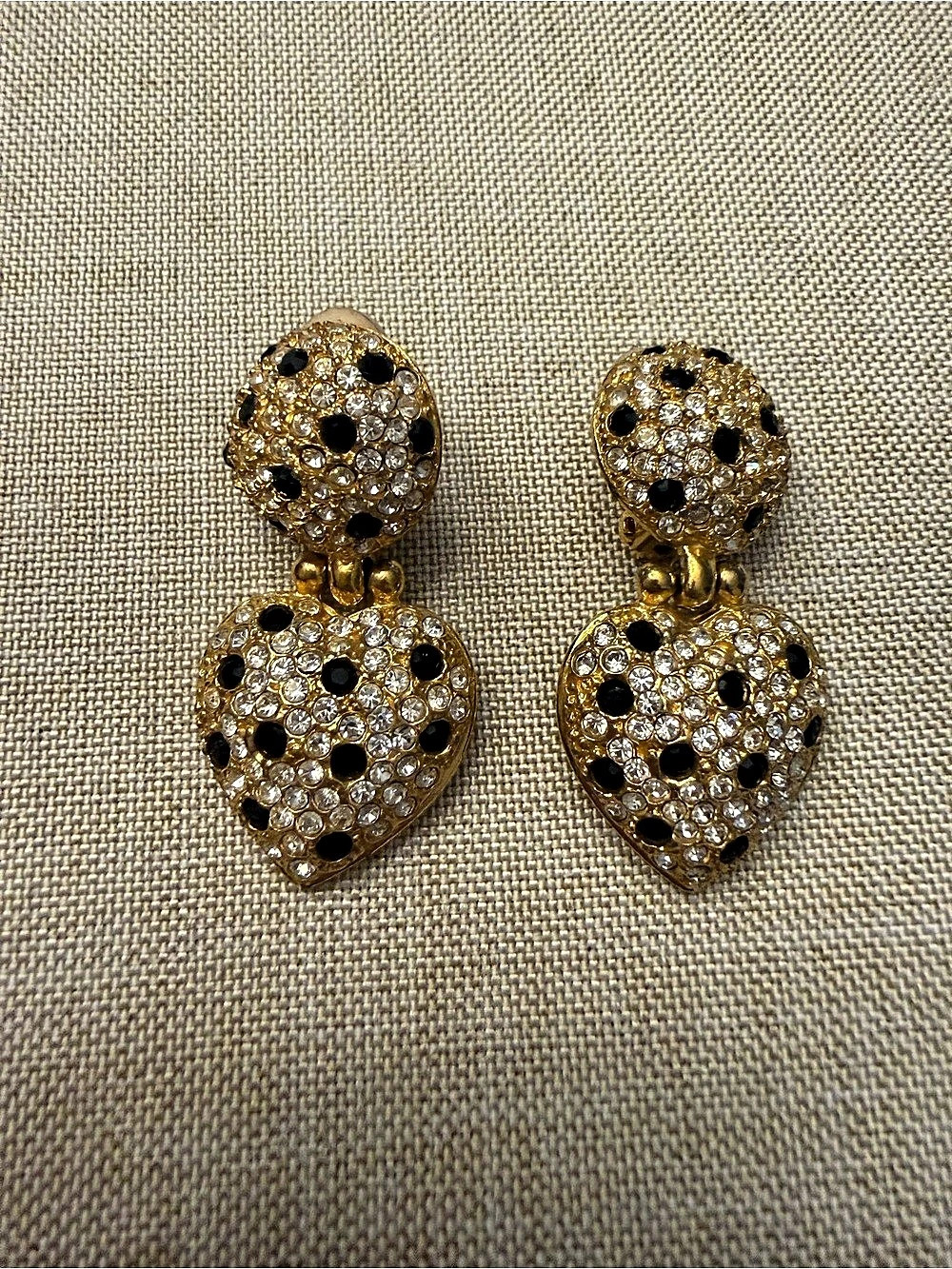 Joan Rivers Gold & Black Dangle Earrings